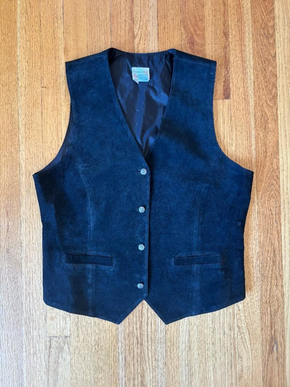 Vintage Suede Vest with Decorative Buttons